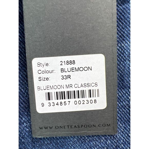 One Teaspoon Jeans Men 33R Blue Moon Mr Classics Rigid Denim Straight Button Fly - Picture 7 of 12